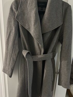 Banana Republic Gray Belted Wool-Blend Wrap Coat